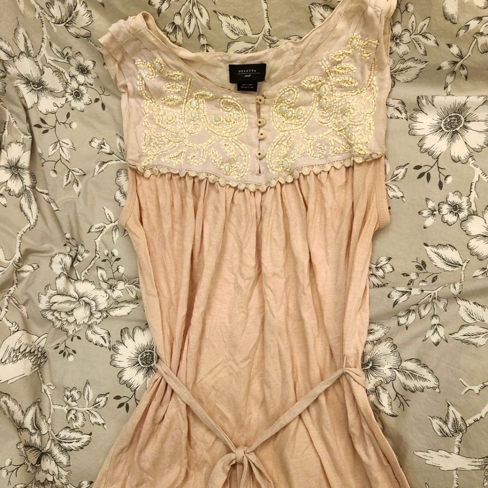Deletta Light Pink Beaded Tank